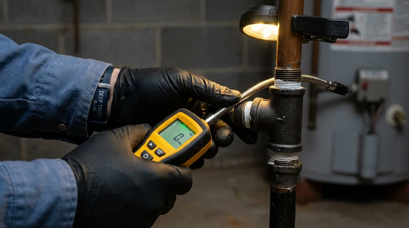 Gas leak detection with electronic sniffer by Johns Plumbing LLC in Nottingham