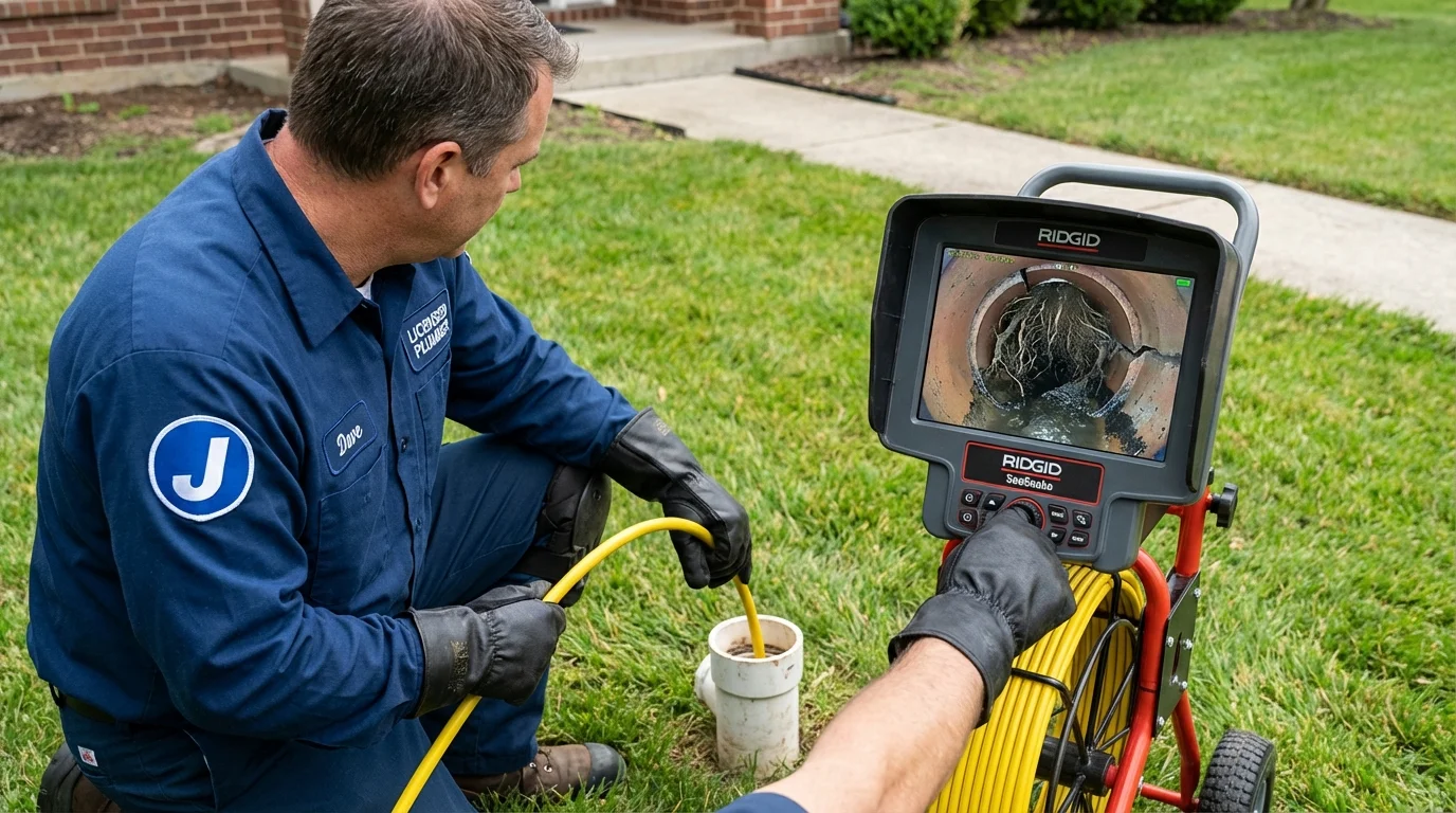 Sewer camera inspection being performed by Johns Plumbing LLC in Nottingham